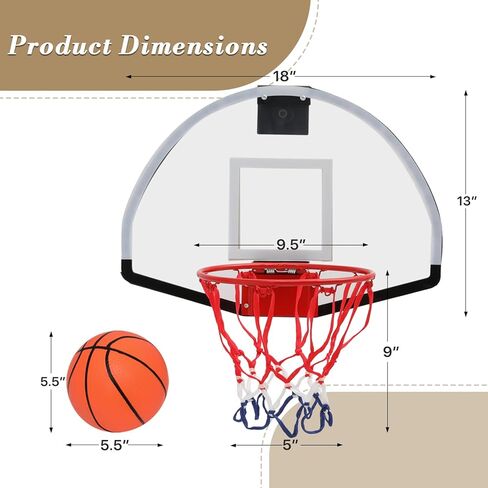Athena Collection Mini Basketball Hoop Indoor, Over The Door Small Basketball Hoop Backboard with 1 Balls and Pump for Youth and Adults Great for Home Office Dorm Gifts, White in Kuwait
