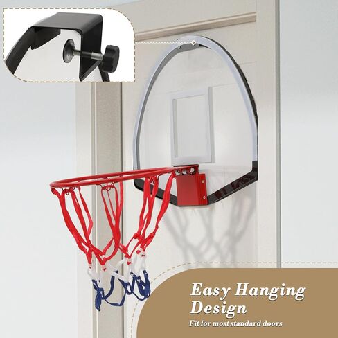 Athena Collection Mini Basketball Hoop Indoor, Over The Door Small Basketball Hoop Backboard with 1 Balls and Pump for Youth and Adults Great for Home Office Dorm Gifts, White in Kuwait