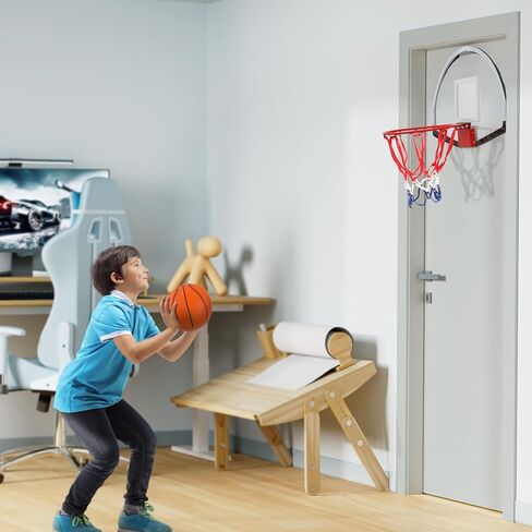 Athena Collection Mini Basketball Hoop Indoor, Over The Door Small Basketball Hoop Backboard with 1 Balls and Pump for Youth and Adults Great for Home Office Dorm Gifts, White in Kuwait