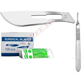 100pcs #22 Scalpel Blades + Handle #4 Suitable for Dermaplaning Dental Cynamed in Kuwait