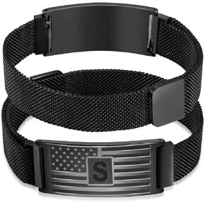 DouDiner Graduation Gifts-Initials Bracelet for Men,A-Z Capital Letters American Flag Stainless Steel Bracelet Jewelry Gift,Graduation Gifts for Him Men in Kuwait