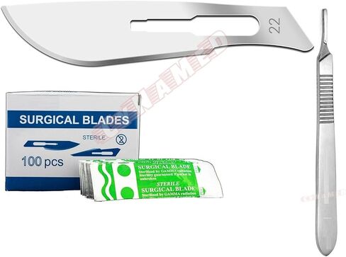100pcs #22 شفرات scalpel + مقبض #4 مناسبة ل dermaplaning dental cynamed in Saudi Arabia
