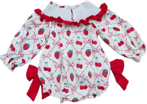 Deerhobbes Design your own Newborn Baby Girl Smocked Romper - Bow pattern Ruffle Sleeve Bubble Bodysuit for Summer in Saudi Arabia