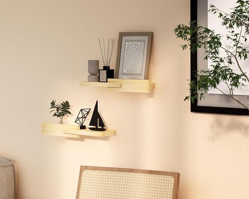 Unique Floating Shelves, Modern Reversible Wall Shelves, Minimalist Wall Mount Shelves, Picture Ledge & Frame Display for Bedroom, Living Room, Bathroom, Kitchen, 4.5D x 16.5W Inch, Brown in Kuwait