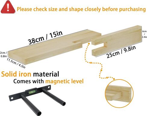 Unique Floating Shelves, Modern Reversible Wall Shelves, Minimalist Wall Mount Shelves, Picture Ledge & Frame Display for Bedroom, Living Room, Bathroom, Kitchen, 4.5D x 16.5W Inch, Brown in Kuwait