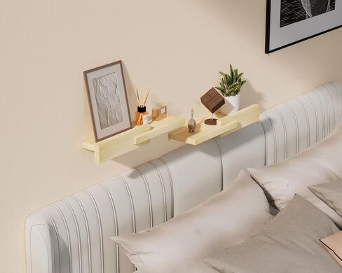 Unique Floating Shelves, Modern Reversible Wall Shelves, Minimalist Wall Mount Shelves, Picture Ledge & Frame Display for Bedroom, Living Room, Bathroom, Kitchen, 4.5D x 16.5W Inch, Brown in Kuwait