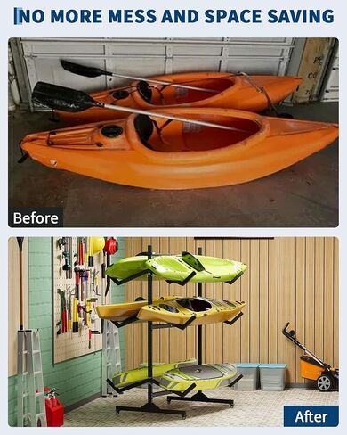 رف تخزين قوارب الكاياك ل 2-6 قوارب الكاياك قوارب قوارب القوارب القوارب للتخزين في الهواء الطلق مع عجلات متحركة ، حامل شماعات الزوارق الصلب الثقيلة مع الأشرطة المعلقة in Kuwait