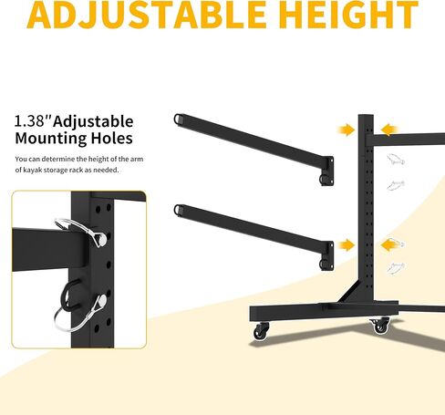Freestanding Kayak Storage Rack, Heavy Duty Metal Kayak Stand with Lockable Wheels, Adjustable Kayak Holders for Canoes, SUP, Sled, Paddle Board & Surfboard, Garage, Indoor & Outdoor Use in Saudi Arabia