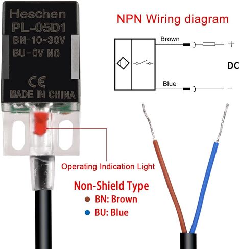 Square Inductive Proximity Sensor Switch Non-Shield Type PL-05D1 Detector Distance 5mm 10-30VDC 200mA Normally Open(NO) 2 Wire in Saudi Arabia