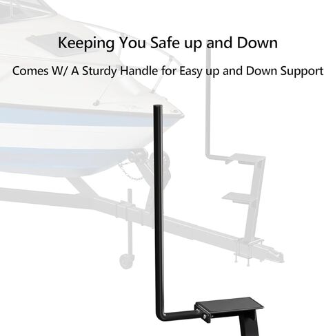 Trailer Steps with Handle, Four-Step Universal Boat Trailer Steps, Suitable for Various Types of Boat Trailer Frames, Black Heavy-Duty Trailer Step in Kuwait