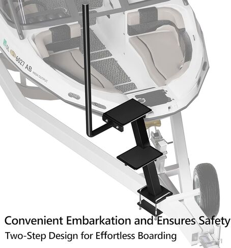 Trailer Steps with Handle, Four-Step Universal Boat Trailer Steps, Suitable for Various Types of Boat Trailer Frames, Black Heavy-Duty Trailer Step in Kuwait