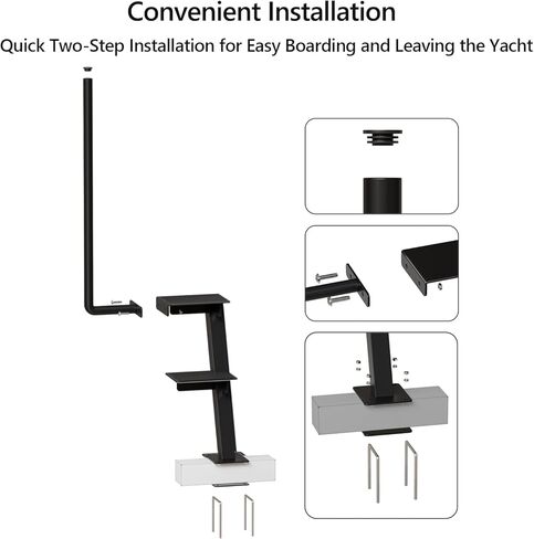 Trailer Steps with Handle, Four-Step Universal Boat Trailer Steps, Suitable for Various Types of Boat Trailer Frames, Black Heavy-Duty Trailer Step in Kuwait
