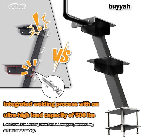 Trailer Steps with Handle, Four-Step Universal Boat Trailer Steps, Suitable for Various Types of Boat Trailer Frames, Black Heavy-Duty Trailer Step in Kuwait