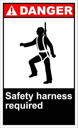 Safety Harness Required Danger OSHA/ANSI Label Decal Sticker 8" in Saudi Arabia