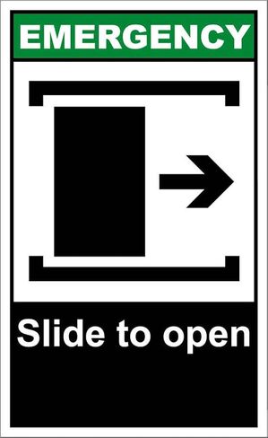 Slide to Open Right Emergency OSHA/ANSI Label Decal Sticker 8" in Saudi Arabia