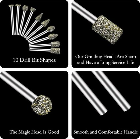 20Pcs Diamond Grinding Heads, Stone Carving Tools Diamond Drill Bits for Glass, Rotary Tool Bits Suitable for agate glass gemstone carbide high speed steel ceramic in Saudi Arabia