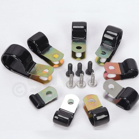 SWPEET 40PCS 7 حجم 6MM-25MM 1/4 "حفرة مجلفنة فينيل مغلفة ثقب واحد من المشابك أحادية الجانب مجموعة مجموعة متنوعة ، مقاطع معزولة وسادة مطاطية ، مشابك الأسلاك المعدنية لأسلاك كابلات الأنابيب in Saudi Arabia