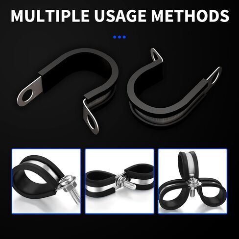 20pcs 1/4 بوصة مشابك كابل من الفولاذ المقاوم للصدأ ، مقطع تصاعد أنابيب خط الوقود ، مشبك معدني معزول من المطاط ، مقاطع سلك كابل السيارات ذات الحامل الأنبو in Saudi Arabia
