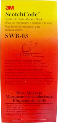 3M Scotchcode كتابة علامة سلكية كتاب SWB-03 ، 1 في × 2.85 بوصة ، يحتوي على علامات ترفع ذاتيا لتطبيقات الحجم الصغير in Saudi Arabia