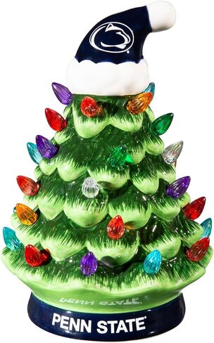 NCAA Penn State Ceramic Christmas Trees That Light Up | 8" LED Vintage Christmas Tree | Officially Licensed Team Logo | Christmas Tabletop Decorations for Home in Saudi Arabia