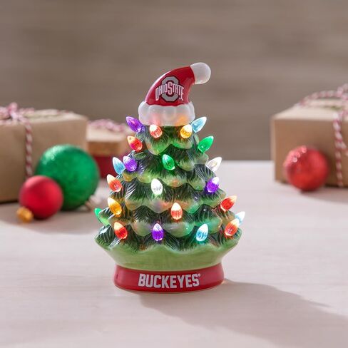 NCAA Penn State Ceramic Christmas Trees That Light Up | 8" LED Vintage Christmas Tree | Officially Licensed Team Logo | Christmas Tabletop Decorations for Home in Saudi Arabia