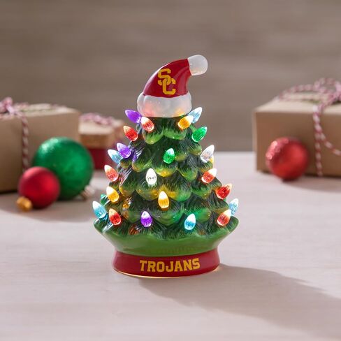 NCAA Penn State Ceramic Christmas Trees That Light Up | 8" LED Vintage Christmas Tree | Officially Licensed Team Logo | Christmas Tabletop Decorations for Home in Saudi Arabia