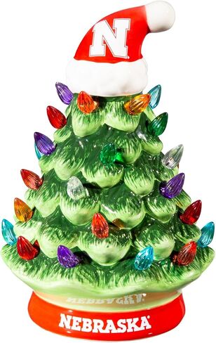 NCAA Penn State Ceramic Christmas Trees That Light Up | 8" LED Vintage Christmas Tree | Officially Licensed Team Logo | Christmas Tabletop Decorations for Home in Saudi Arabia