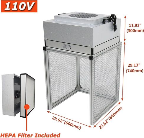 INTSUPERMAI 110V Vertical Laminar Flow Hood Air Flow Clean Bench with HEPA Filter for for Class 100 Aluminum Fan Dust Free Room Workshop 23.6×23.6×29.1inch in Kuwait