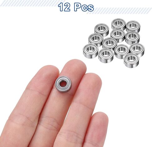 uxcell 12Pcs MR84ZZ Small Bearing, 4mm ID 8mm OD 3mm Width Double Shielded Deep Groove Ball Bearings for Electric Motor Skateboards 3D Printer, (ABEC 5) in Saudi Arabia