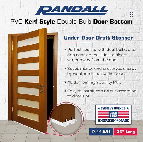 36" Kerf Slide-in Double Bulb Seal Weatherstrip Door Bottom – Durable Seal for Energy Efficiency & Draft Protection (Black) in Saudi Arabia