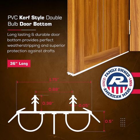 36" Kerf Slide-in Double Bulb Seal Weatherstrip Door Bottom – Durable Seal for Energy Efficiency & Draft Protection (Black) in Saudi Arabia