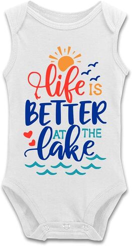 DOQOSESHY Life is Better at The Lake Baby Climbing Bodysuit Sleeveless/Long Sleeve/Short sleeve Rompers in Saudi Arabia