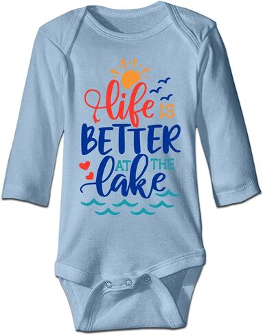 DOQOSESHY Life is Better at The Lake Baby Climbing Bodysuit Sleeveless/Long Sleeve/Short sleeve Rompers in Saudi Arabia