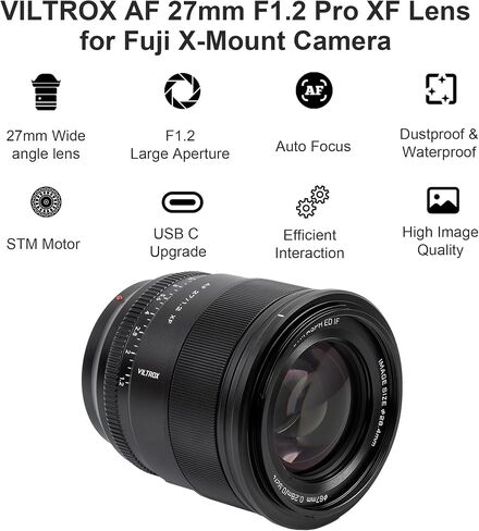Viltrox 35mm F1.7 XF Lens for Fuji X-Mount | عدسة APS-C Prime | F1.7 فتحة كبيرة | التركيز السريع السريع | خفيف الوزن لـ Fujifilm X-T1 X-T10 X-T2 X-T20 X-T3 X-T4 X-T100 X-T200 X-T30 X-Pro2 XS10 XS20 in Kuwait