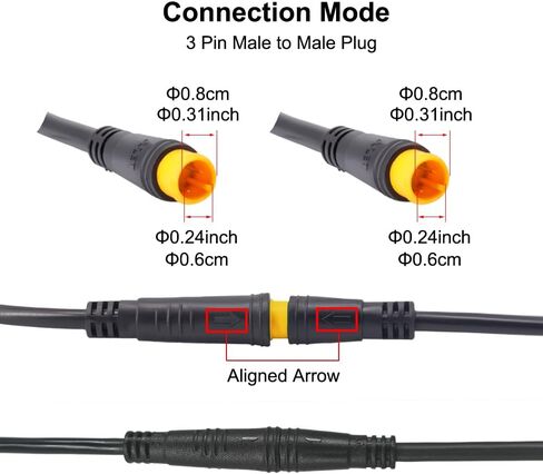Male to Male Ebike Extension Cable for Electric Bike Display and Gear Shif Sensor, Julet 2Pin / 3Pin / 5Pin Waterproof Connector to Expand Ebike Light and Twist Throttle (5 Pin Male to Male Green) in Kuwait