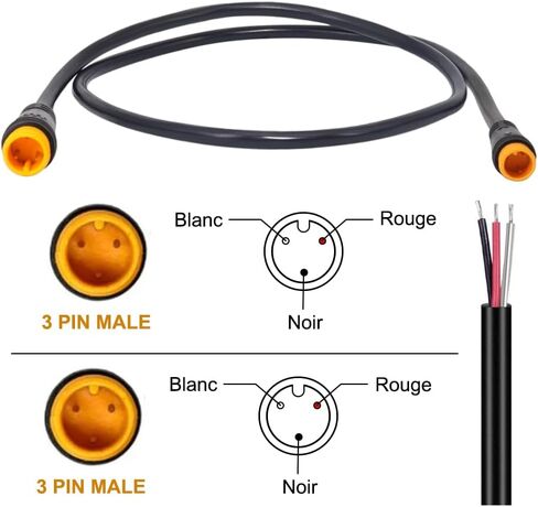 Male to Male Ebike Extension Cable for Electric Bike Display and Gear Shif Sensor, Julet 2Pin / 3Pin / 5Pin Waterproof Connector to Expand Ebike Light and Twist Throttle (5 Pin Male to Male Green) in Kuwait