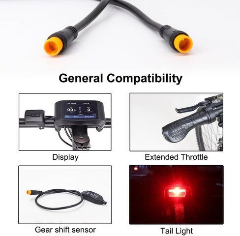 Male to Male Ebike Extension Cable for Electric Bike Display and Gear Shif Sensor, Julet 2Pin / 3Pin / 5Pin Waterproof Connector to Expand Ebike Light and Twist Throttle (5 Pin Male to Male Green) in Kuwait