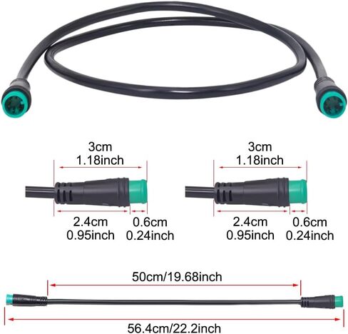 Male to Male Ebike Extension Cable for Electric Bike Display and Gear Shif Sensor, Julet 2Pin / 3Pin / 5Pin Waterproof Connector to Expand Ebike Light and Twist Throttle (5 Pin Male to Male Green) in Kuwait