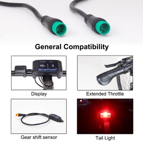 Male to Male Ebike Extension Cable for Electric Bike Display and Gear Shif Sensor, Julet 2Pin / 3Pin / 5Pin Waterproof Connector to Expand Ebike Light and Twist Throttle (5 Pin Male to Male Green) in Kuwait