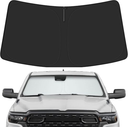 Car Windshield Sun Shade for Dodge 2019-2025 RAM 1500 Associory (OEM Design) عزل عزل قابلة للطي Sunshade للحماية النهائية in Kuwait