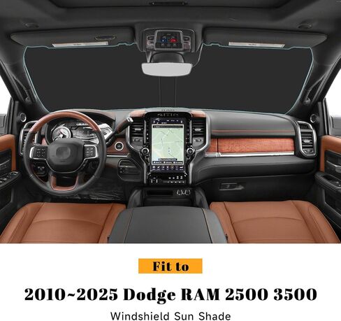 Car Windshield Sun Shade for Dodge 2019-2025 RAM 1500 Associory (OEM Design) عزل عزل قابلة للطي Sunshade للحماية النهائية in Kuwait