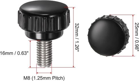 #US 4pcs Knurled Clamping Knobs M8 X 16mm 304 Stainless Steel Thread 25mm Head in Saudi Arabia