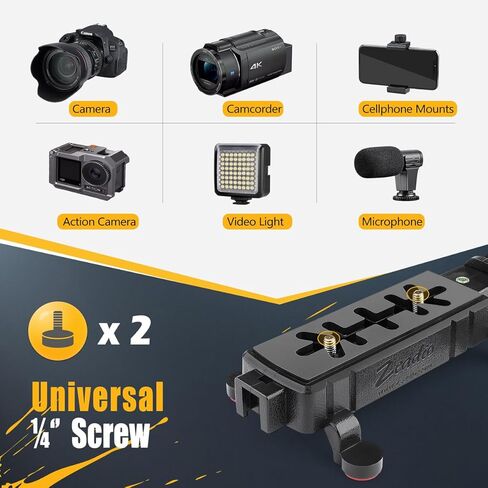 Zeadio Camera Stabilizer, Handle Grip Handheld Stabilizer with LED Video Light and Microphone, Fits for All Camcorder, Camera, DSLR, Action Camera and All Smartphones in Saudi Arabia