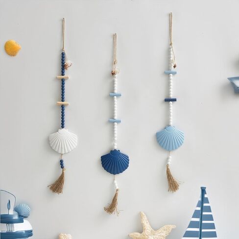 JQAQJU Sea Glass Wooden Nautical Wall Decor, Coastal Starfish Bathroom Decor Sea Shells, Driftwood Beach Room Decor for Home Indoor Outdoor, Coastal Wall Art for Living Room, Bedroom and Dining Room in Kuwait