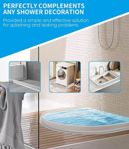 KRUI Collapsible Shower Threshold Water Dam, 39 In, Self Adhesive Shower Edge Water Barrier Stopper, Shower Water Blocker Retention System, Dry and Wet Separation for Bathroom Kitchen Countertop Sink in Kuwait