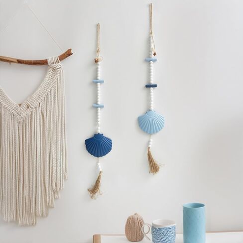 JQAQJU Sea Glass Wooden Nautical Wall Decor, Coastal Starfish Bathroom Decor Sea Shells, Driftwood Beach Room Decor for Home Indoor Outdoor, Coastal Wall Art for Living Room, Bedroom and Dining Room in Kuwait