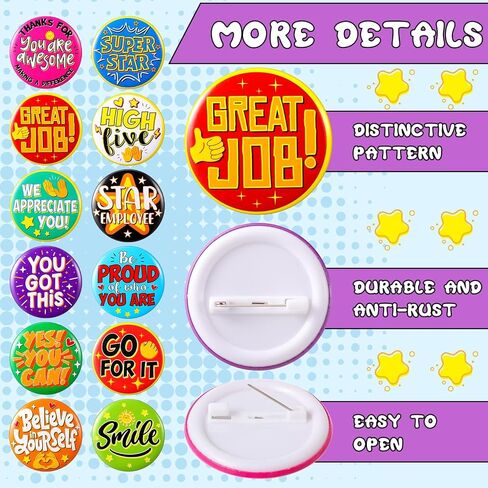 Yinkin 120 Pitch Barge Brage Button Button Bins Bulk 1.7 Inch Buttions Buttons Good Job Job Reward Badges Round Round Inspirational PIN BATGES TEAM AWER in Kuwait