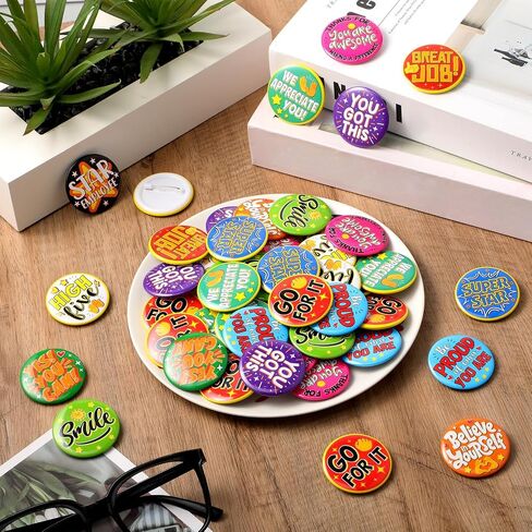 Yinkin 120 Pitch Barge Brage Button Button Bins Bulk 1.7 Inch Buttions Buttons Good Job Job Reward Badges Round Round Inspirational PIN BATGES TEAM AWER in Kuwait