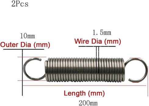 Springs,dualhooksprings, 2 Pcs Tension Spring, Spring Steel Dual Hook Tension Springs, WD 1.5mm OD 6-15mm, Length 40-400mm(1.5 x 13 x 70 mm) in Saudi Arabia