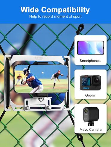 Selens Cell Phone Fence Mount with Shade for iPhone,Mevo Camera,Phones and Gopro.Mounting Kit for Gamechanger to a Chain Link Fence for Recording Baseball,Softball and Tennis Games in Saudi Arabia